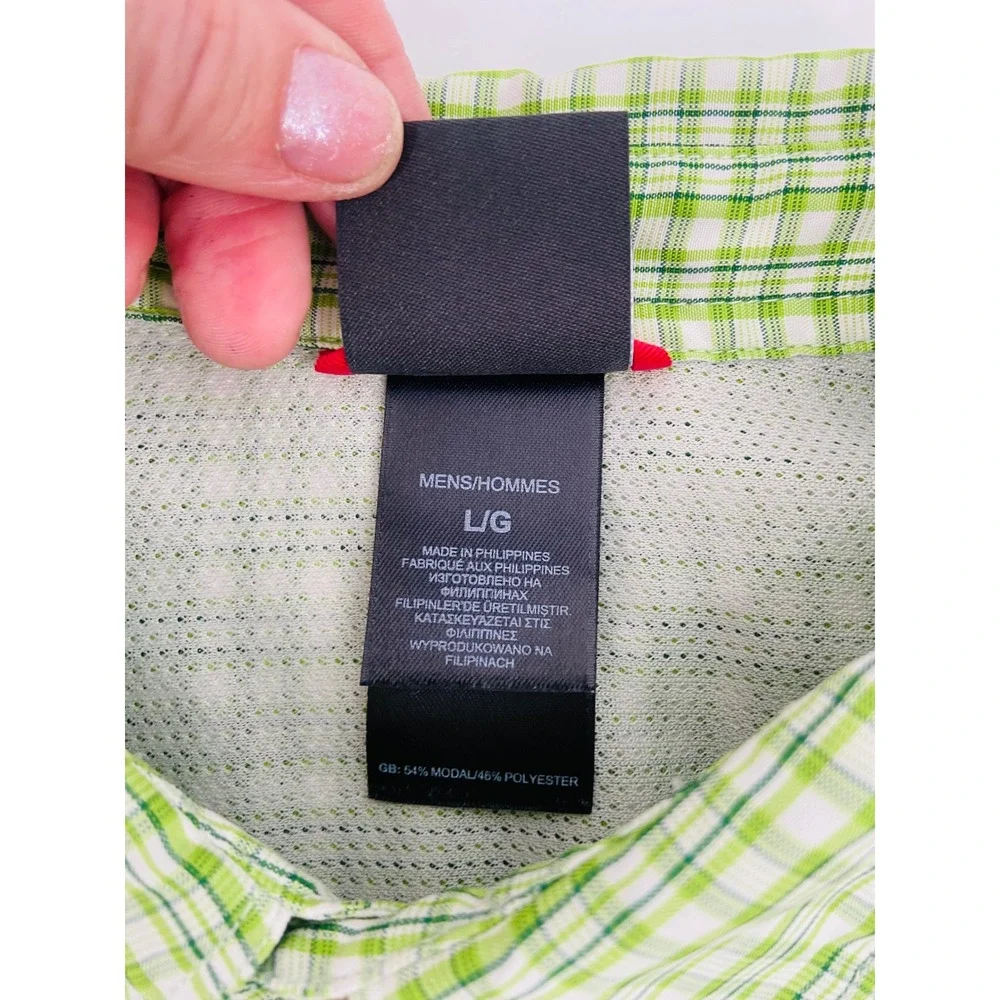 The North Face Mens Green Plaid Short‎ Sleeve Button Down Hiking Shirt Size L
